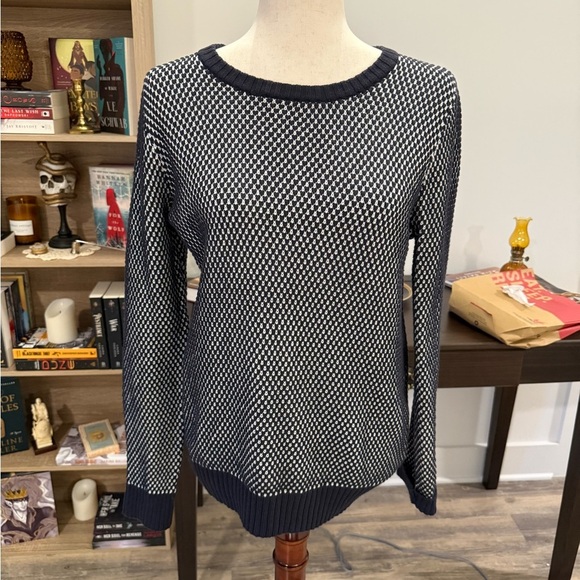French Connection Navy and White Knit Top - Picture 1 of 4